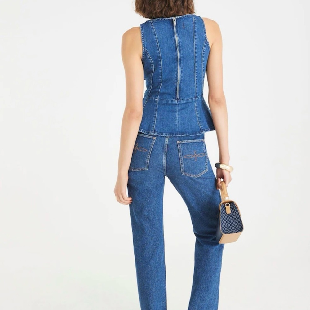 River Island Dark Blue Denim Top - Picture 2 of 11